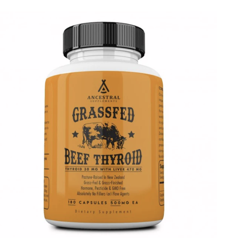 Ancestral Supplements, Grass-fed Thyroid, hovězí štítná žláza, 180 kapslí, 180 dávek Doplněk stravy