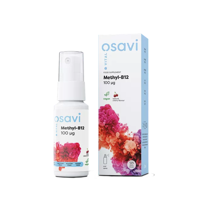 Osavi Methyl-B12 Oral Spray, Vitamín B12 ústní sprej, třešeň, 100 mcg, 25 ml doplněk stravy