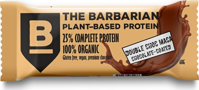 Levně The Barbarian Proteinová Tyčinka Organic Chocolate Coated Double Choc & Maca, 68 g Protein Bar