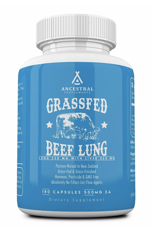 Ancestral Supplements, Grass-fed Beef Lung, Hovězí plíce v Grass-fed kvalitě, 180 kapslí Doplněk stravy