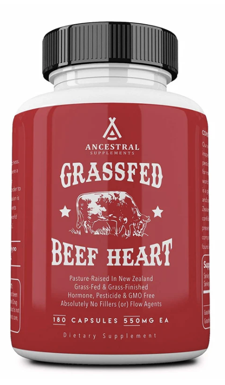 Levně Ancestral Supplements, Grass-fed Beef Heart, Hovězí srdce v Grass-fed kvalitě, 180 kapslí, 30 dávek Doplněk stravy