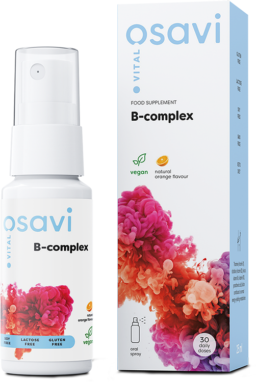 Levně Osavi B-complex With Orange Flavour Oral Spray, B-complex ústní sprej s příchutí pomeranče, 25 ml Doplněk stravy