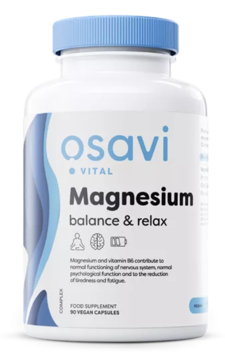 Osavi Magnesium balance & relax, Hořčík+ B6 + zinek, 90 rostlinných kapslí Doplněk stravy