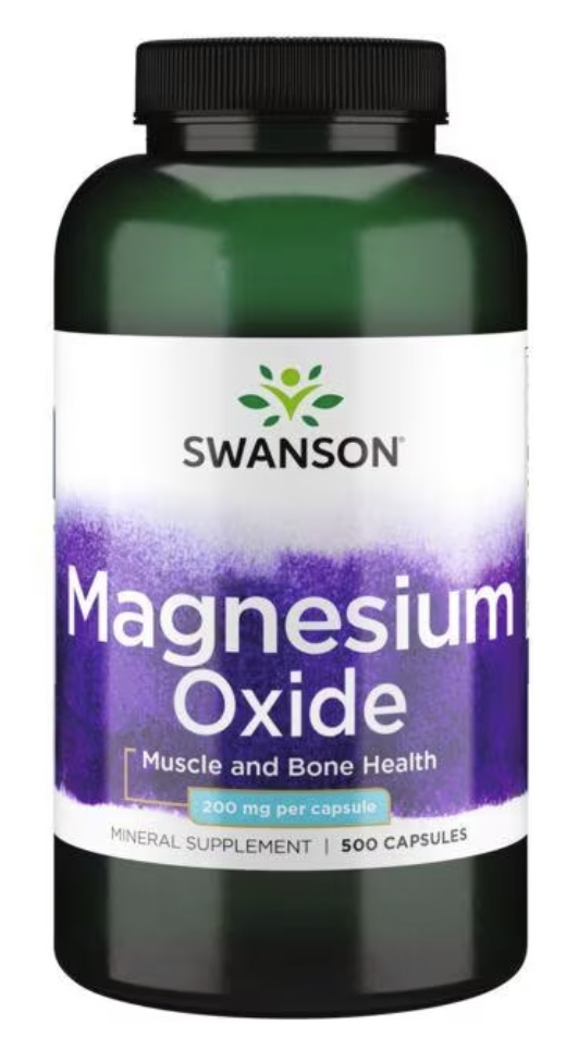 Levně Swanson Magnesium Oxide, hořčík, 200 mg, 250 kapslí Doplněk stravy