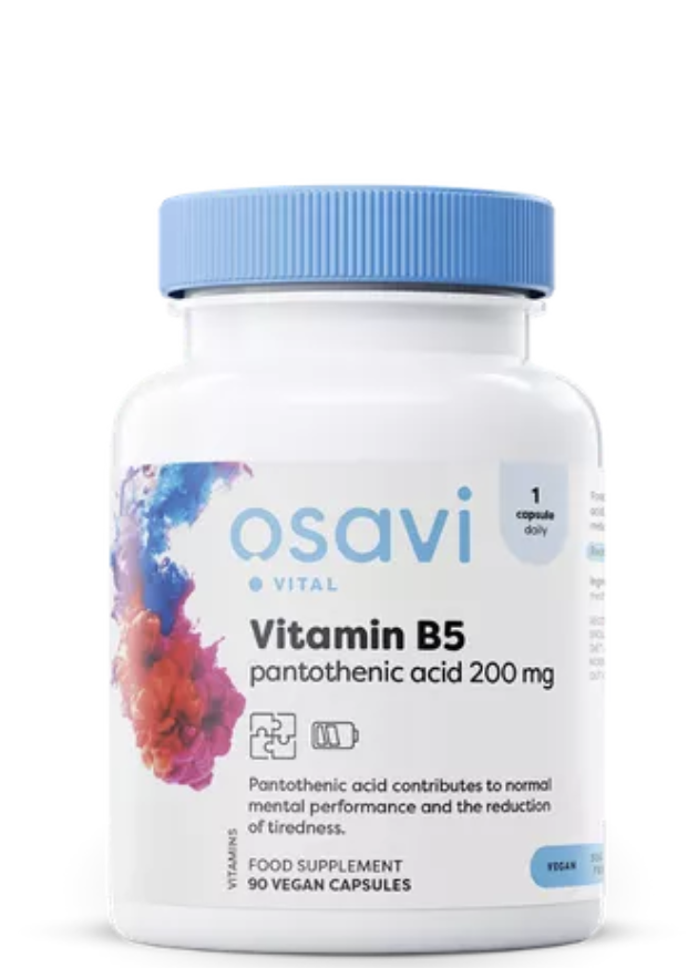 Levně Osavi Vitamin B5, Kyselina pantothenová, 200 mg, 90 rostlinných kapslí Doplněk stravy