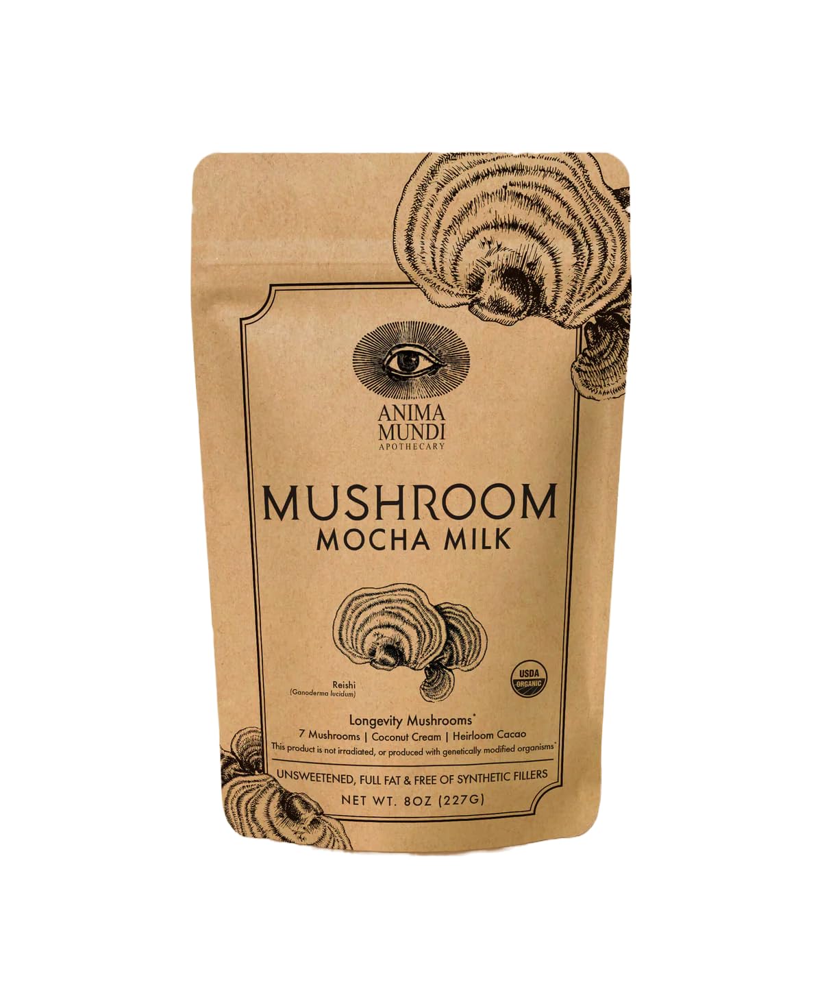 Anima Mundi Mushroom Mocha Milk, mléko s vitálními houbami, 227 g Doplněk stravy