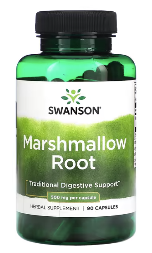 Swanson Marshmallow Root, proskurník kořen (podpora trávení), 500 mg, 90 rostlinných kapslí Doplněk stravy