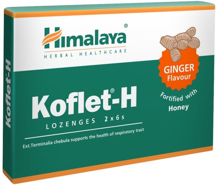 Himalaya Herbals Himalaya Koflet-H Ginger, pastilky s příchutí zázvoru, 12 pastilek Doplněk stravy