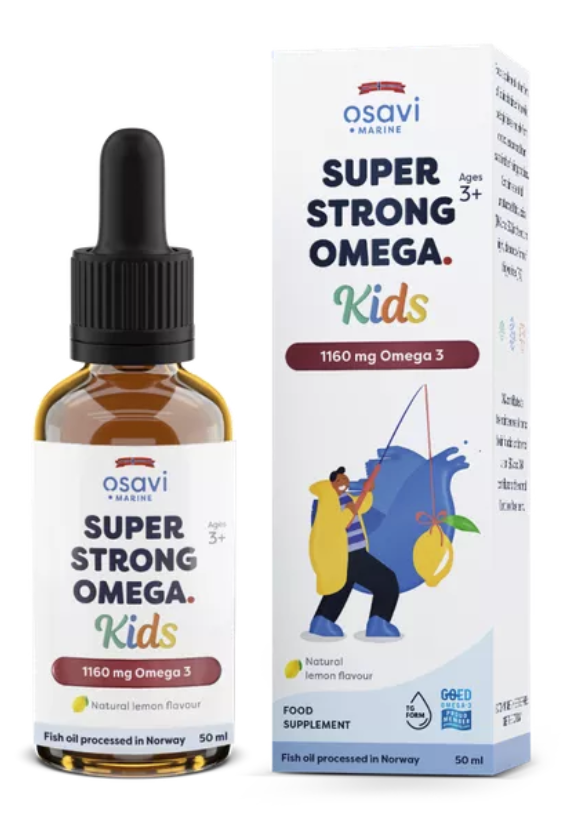 Osavi Super Strong Omega Kids, Extra silné Omega 3 pro děti, 1160 mg, citrón, 50 ml Doplněk stravy