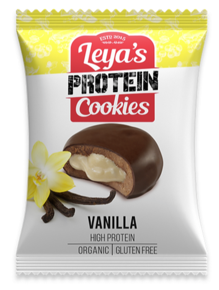 Leya's Protein Cookies Vanilla, Proteinová cookie, Vanilková v čokoládě, BIO, 40 g