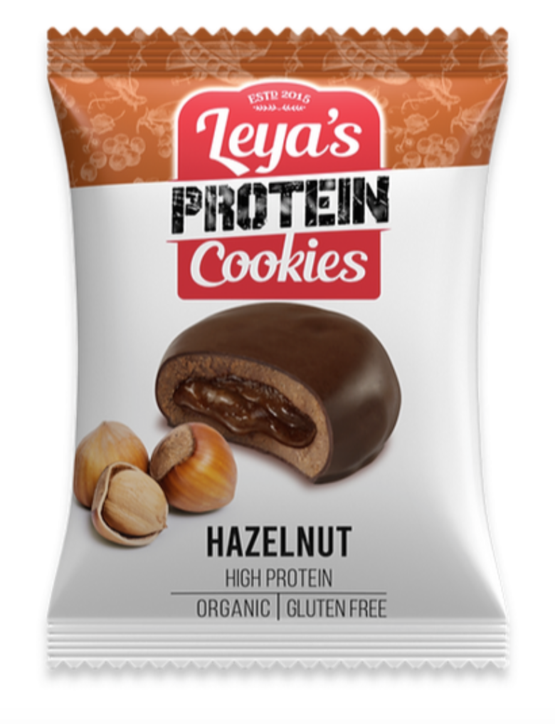 Leya's Protein Cookies Hazelnut, Proteinová cookie, Lískooříšková v čokoládě, BIO, 40 g