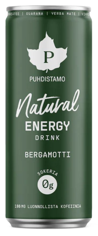 Puhdistamo Natural Energy Drink Bergamot, Energetický drink, Bergamot, 330 ml
