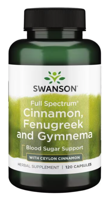 Swanson Full Spectrum Cinnamon, Fenugreek and Gymnema (skořice, pískavice řecké seno, gymnema), 120 kapslí Doplněk stravy