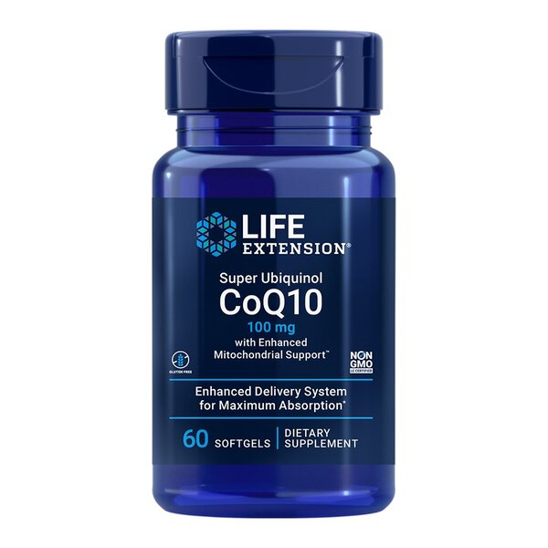 Life Extension Super Ubiquinol CoQ10 with Enhanced Mitochondrial Support, koenzym Q10, 100 mg, 60 softgelových kapslí Doplněk stravy
