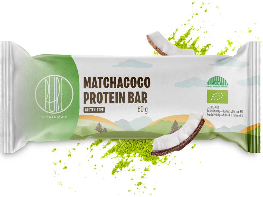 BrainMax Pure Protein Bar, Proteinová tyčinka, MatchaCoco, BIO, 60 g Obrázek