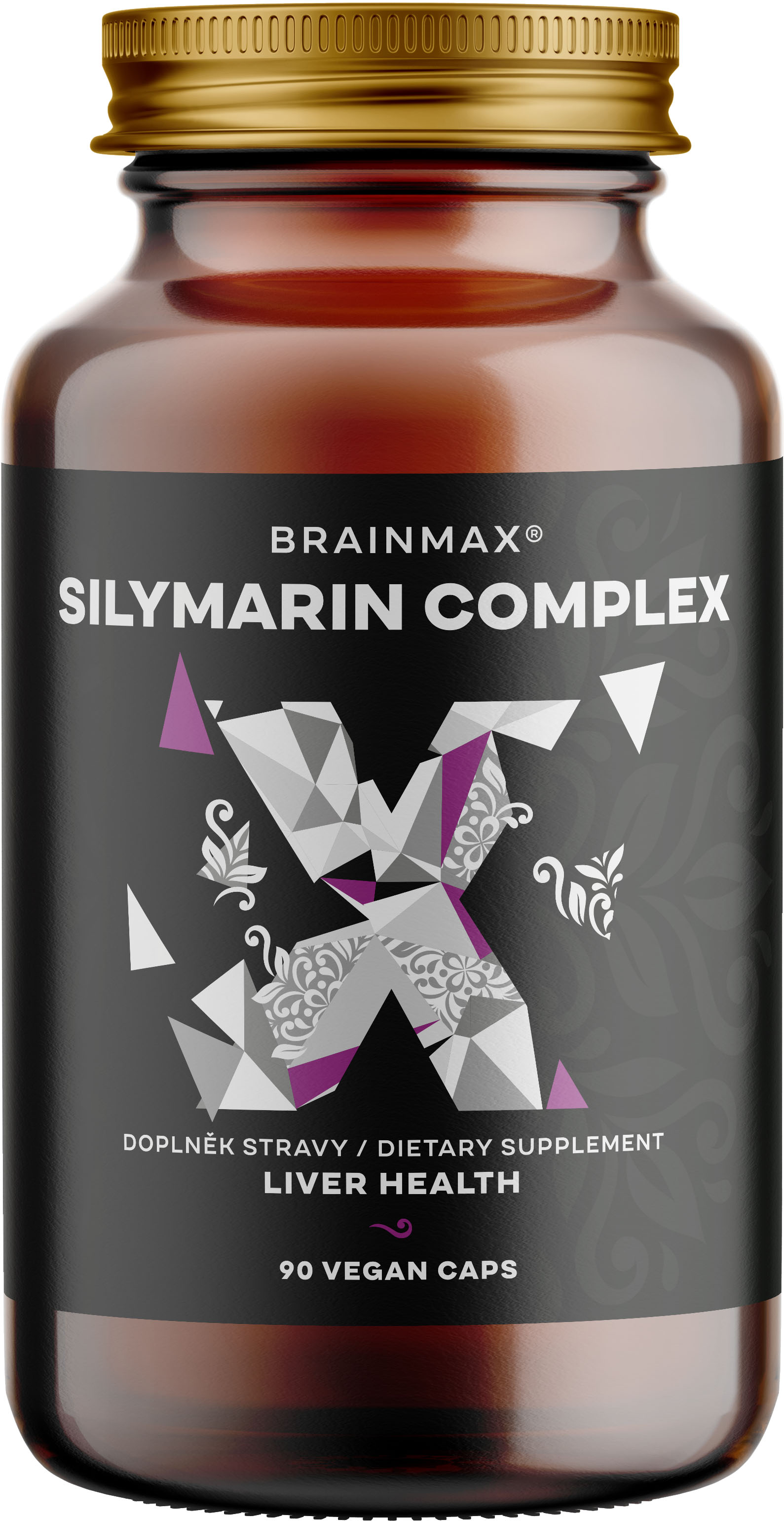 BrainMax Silymarin Complex, Ostropestřec mariánský extrakt + dalších 5 bylin, 90 rostlinných kapslí Extrémně silný komplex extraktů pro zdraví a pročištění jater, doplněk stravy