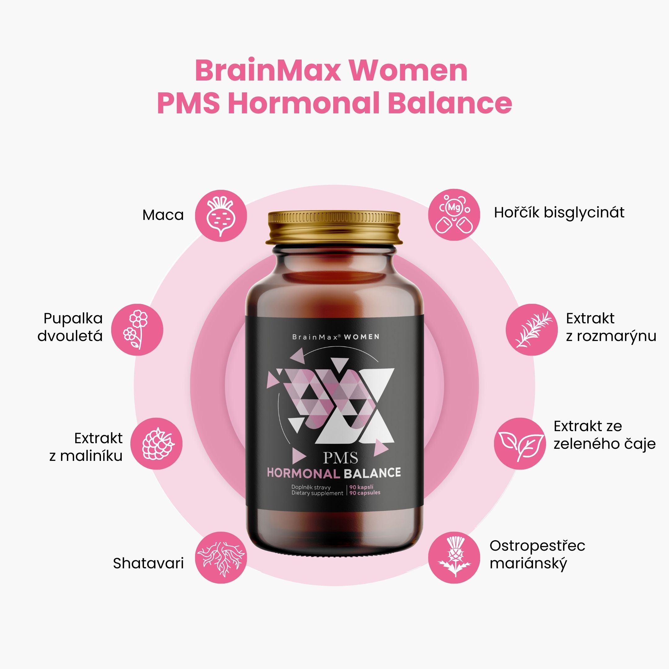 BrainMax Women PMS Hormonal Balance, 90 rostlinných kapslí Obrázek