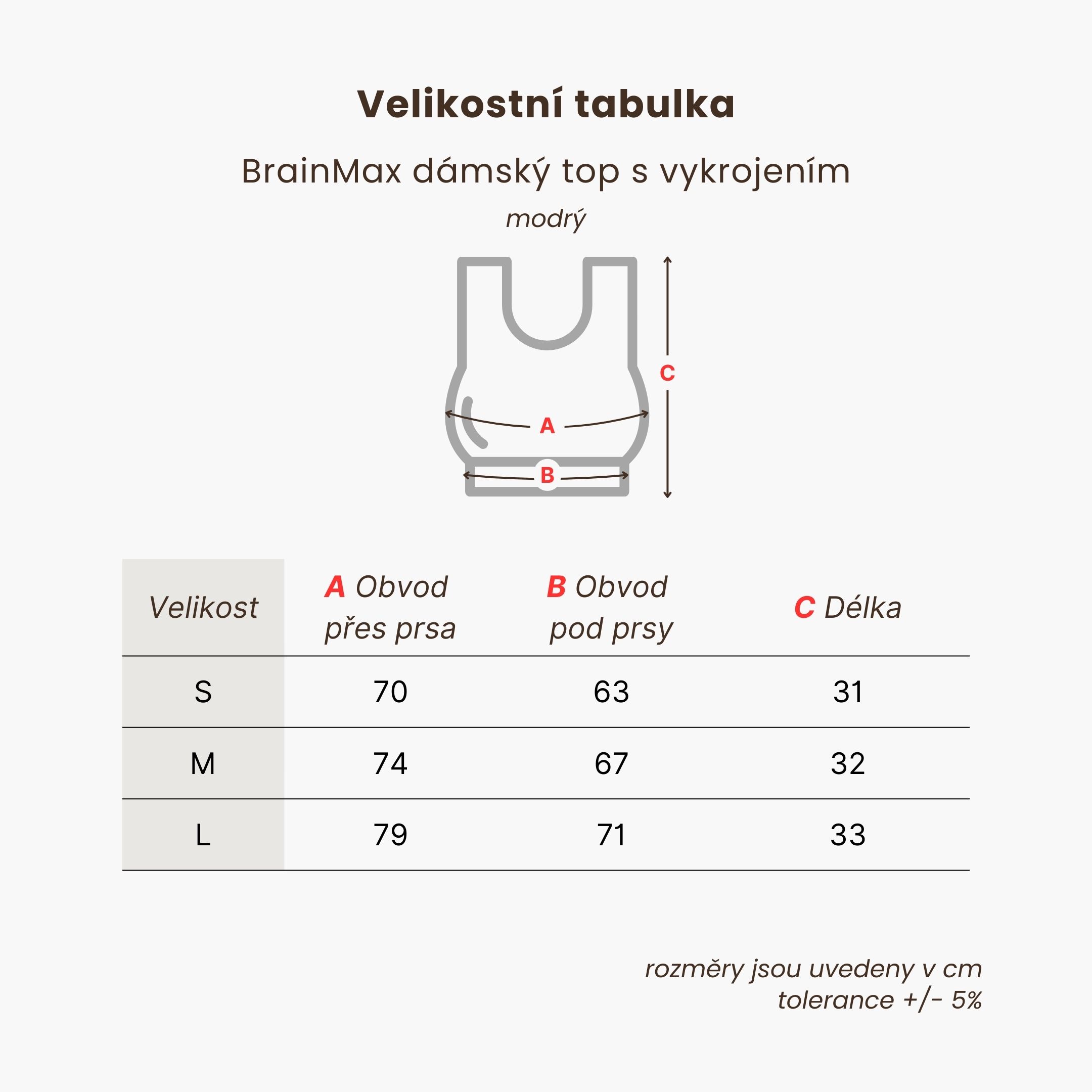 BrainMax dámský top s vykrojením, modrý Velikost: L Obrázek