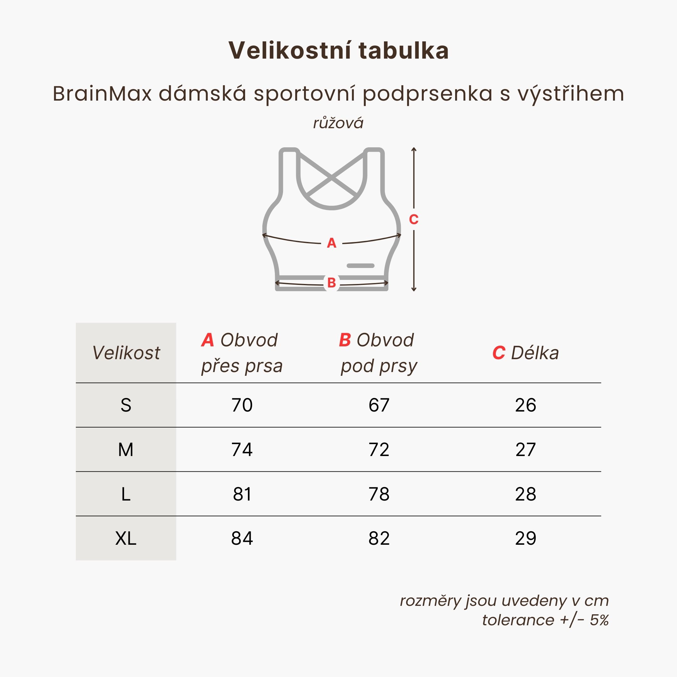 BrainMax dámská sportovní podprsenka s výstřihem, růžová Velikost: L Obrázek