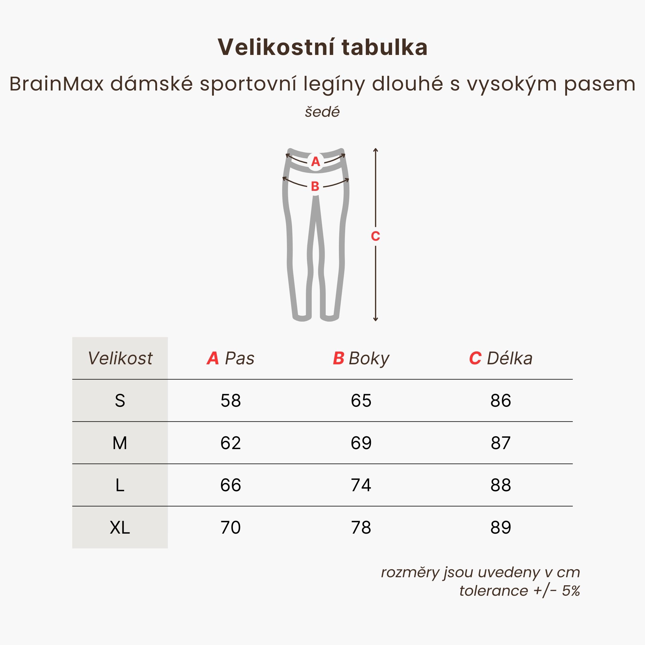 BrainMax dámské sportovní legíny dlouhé s vysokým pasem, šedé Velikost: L Obrázek
