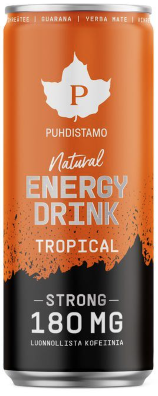Puhdistamo Natural Energy Drink Tropical Strong, Energetický drink, Tropické ovoce, 330 ml Obrázek