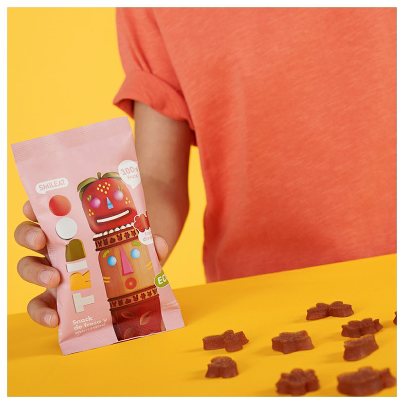 Smileat BIO 100% ovocné měkké bonbónky jablko a jahody, 25g Obrázek