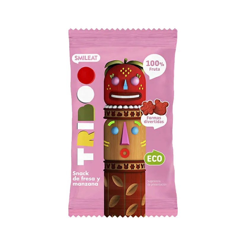 Smileat BIO 100% ovocné měkké bonbónky jablko a jahody, 25g Obrázek