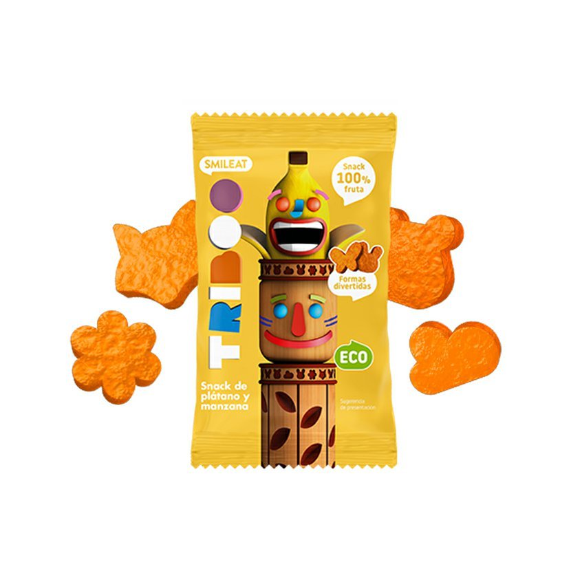 Smileat BIO 100% ovocné měkké bonbónky jablko a banán 25g Obrázek