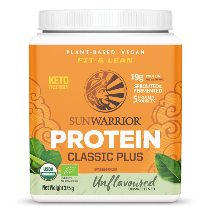 Sunwarrior Classic Plus Organic Protein Unflavoured, protein, neochucený, BIO, 375 g Obrázek