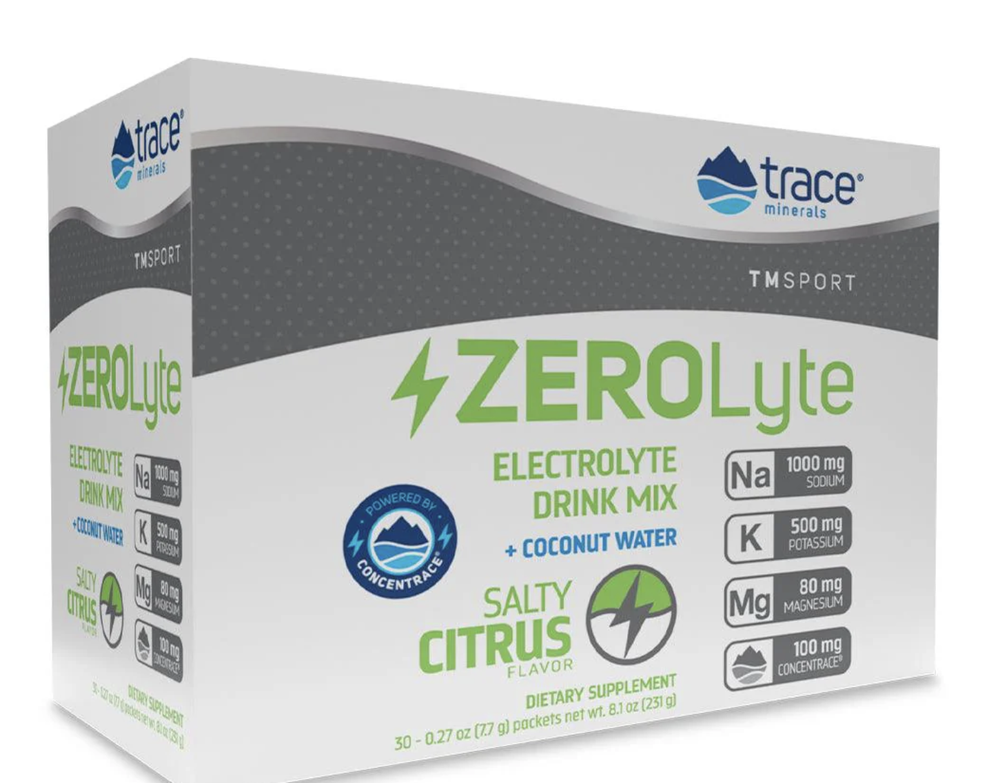 Trace Minerals Zerolyte Salty Citrus, elektrolyty s příchutí citrusů, 30 sáčků Obrázek