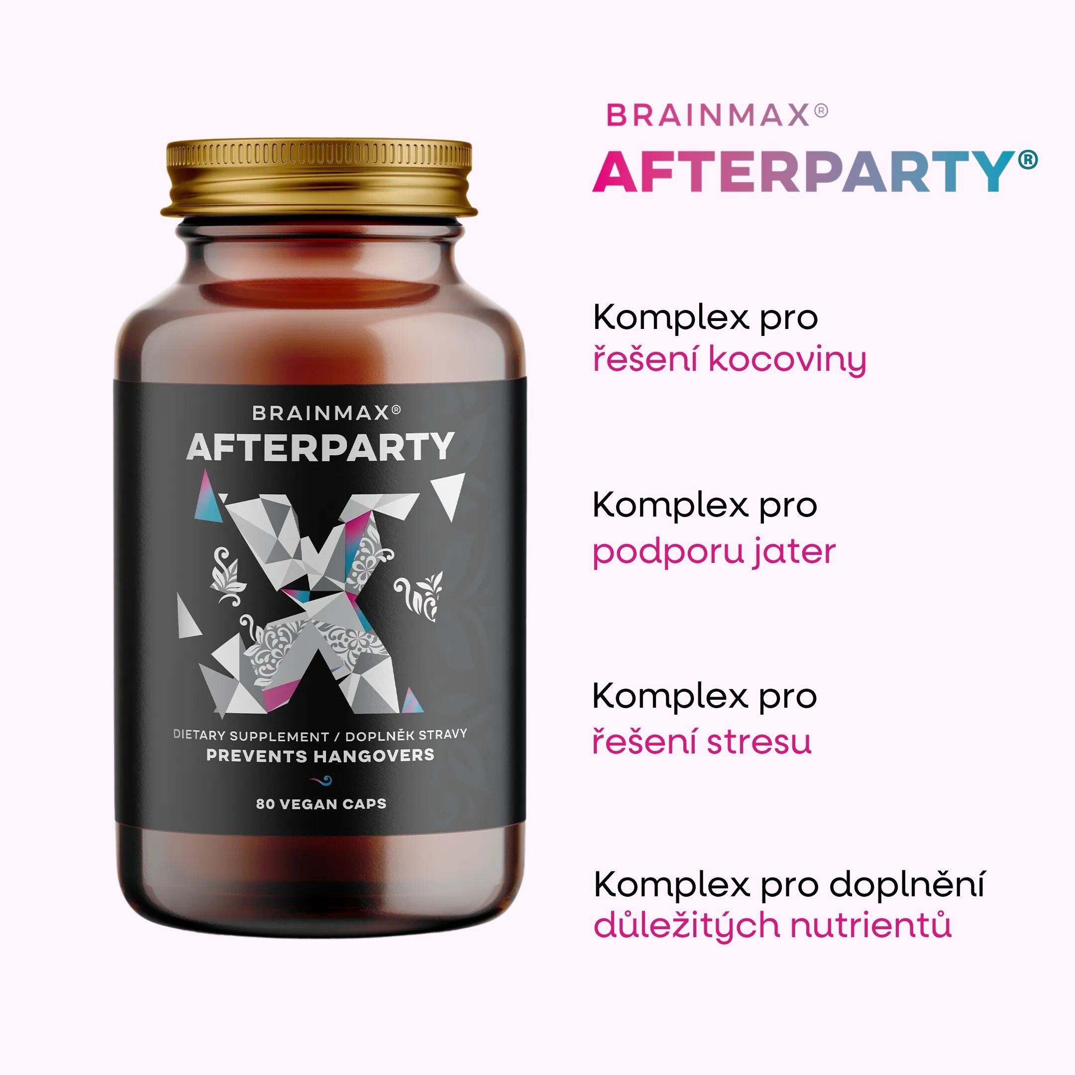 BrainMax® AFTERPARTY, doplněk pro zmírnění kocoviny Počet kapslí: 80 kapslí Obrázek
