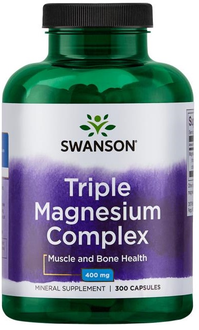 Swanson Triple magnesium Complex, hořčík ze 3 zdrojů, 400 mg, 300 kapslí Obrázek