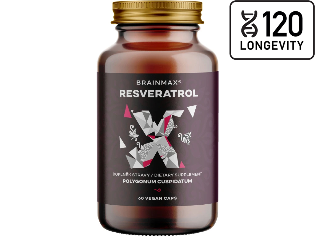 BrainMax Trans-Resveratrol, resveratrol, 500 mg, 60 rostlinných kapslí Obrázek
