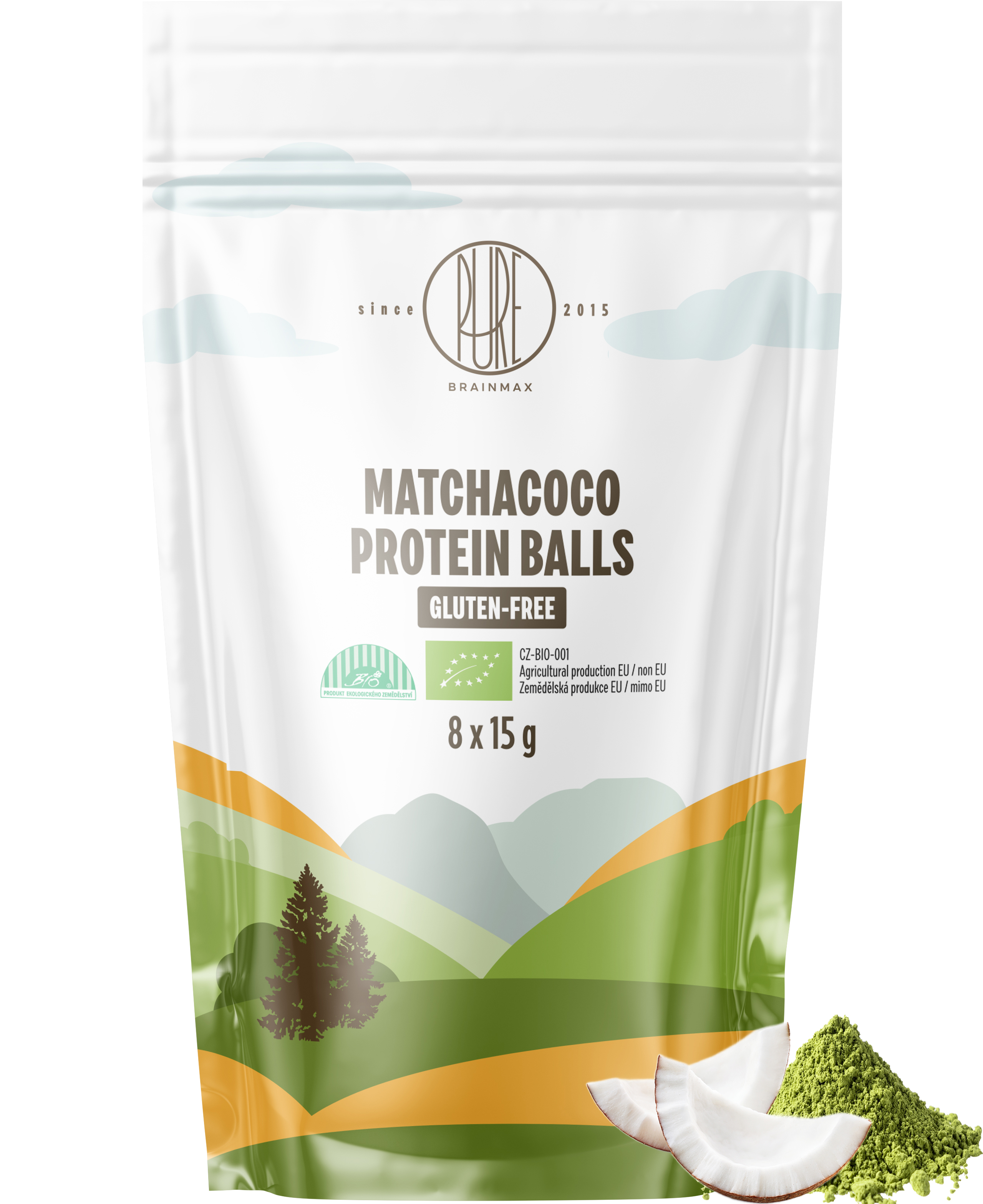 BrainMax Pure Protein Balls MatchaCoco, Proteinové kuličky, MatchaCoco, BIO, 8 ks Obrázek