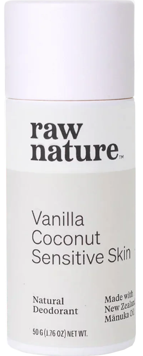 Raw Nature Natural Deodorant, přírodní deodorant, vanilka, kokos, pro citlivou pokožku, 50 g Obrázek