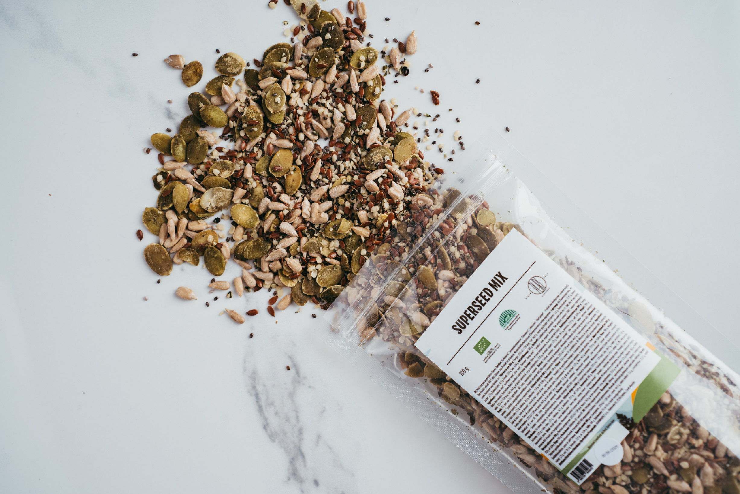 BrainMax Pure Superseed Mix, Směs semínek, BIO, 100 g Obrázek