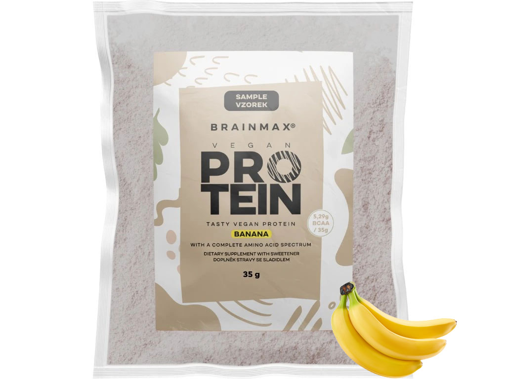 BrainMax Vegan protein, banán, 35 g Obrázek