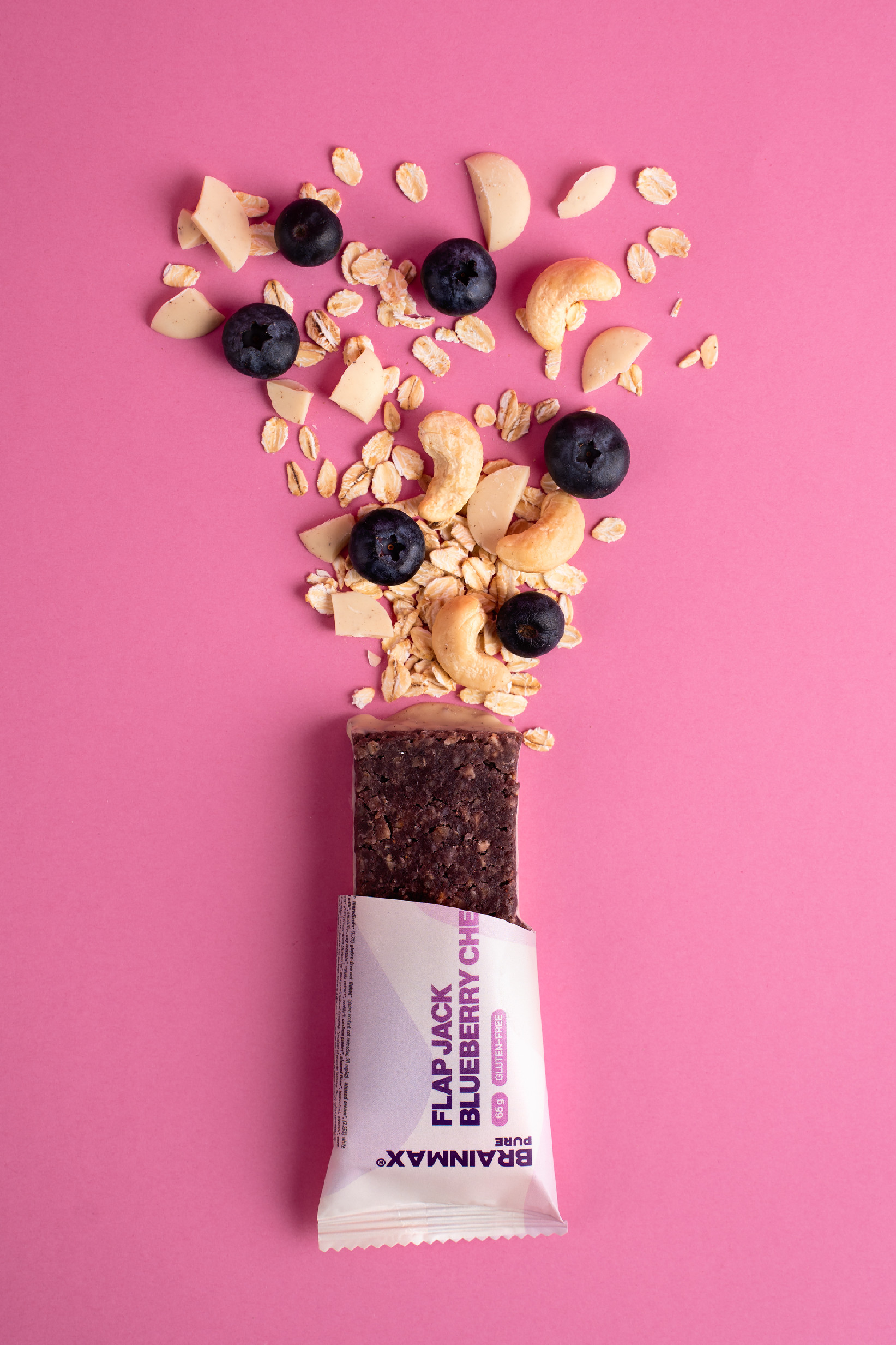 BrainMax Pure Flap Jack, Blueberry Cheseecake, BIO, 65 g Obrázek