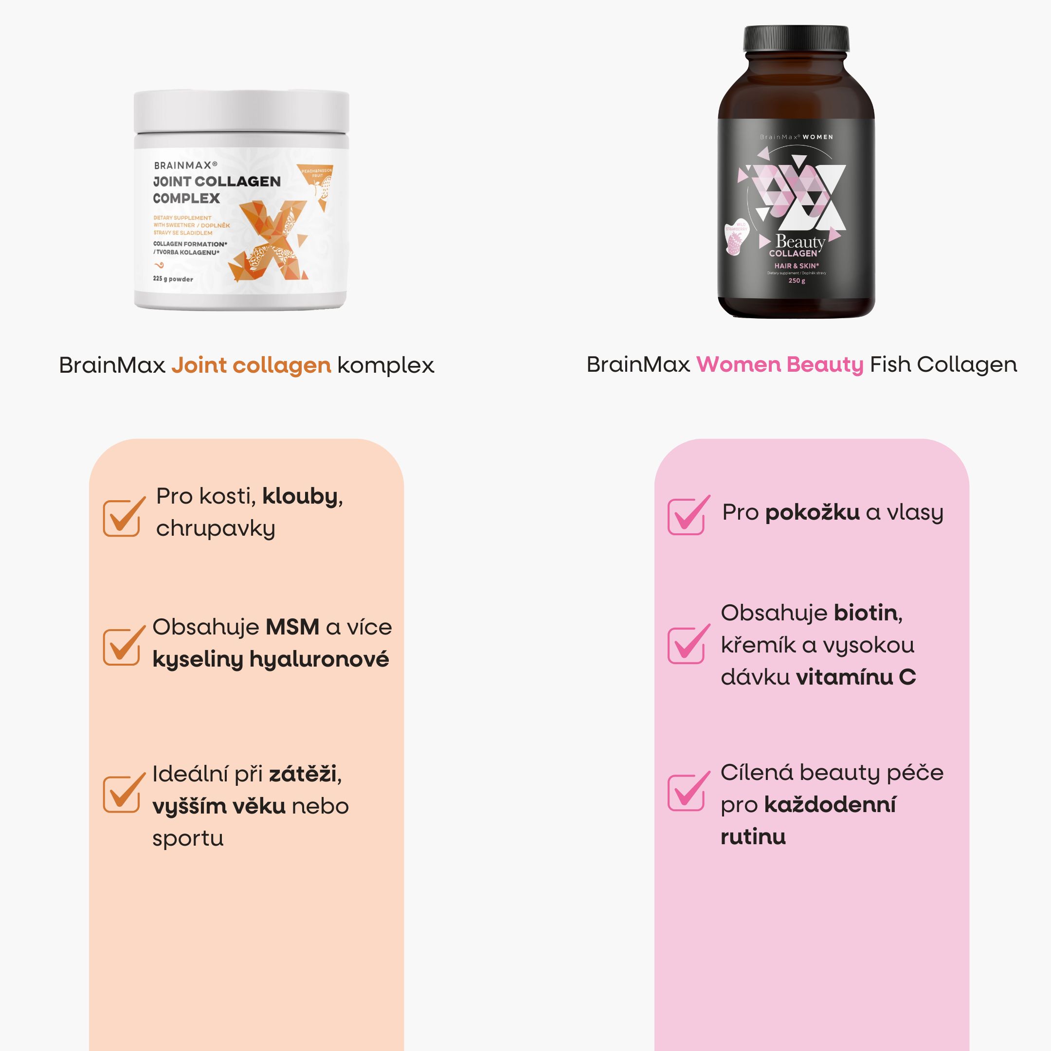 BrainMax Joint collagen komplex, broskev-marakuja, 225 g Obrázek