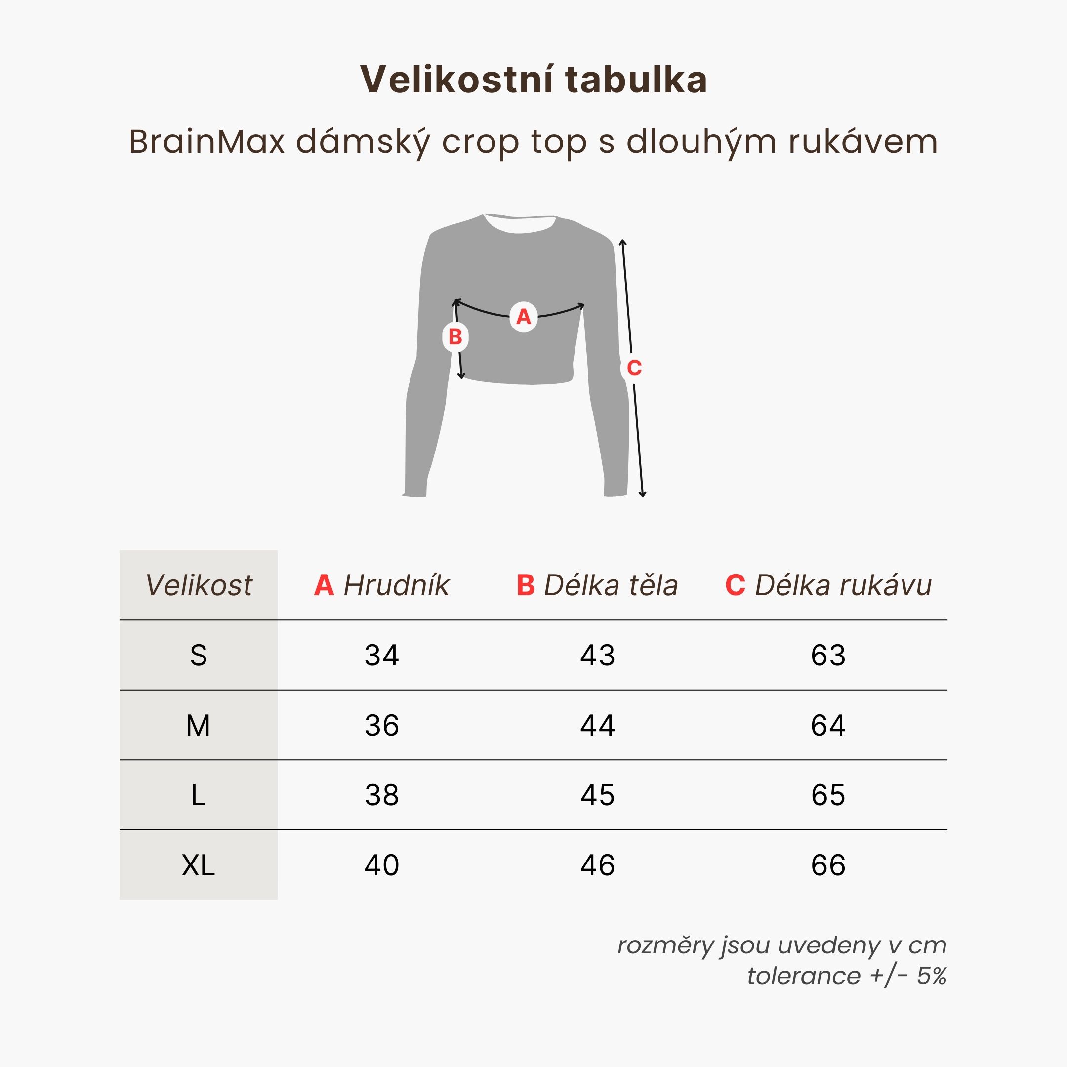 BrainMax dámský crop top s dlouhým rukávem, šedý Velikost: M Obrázek