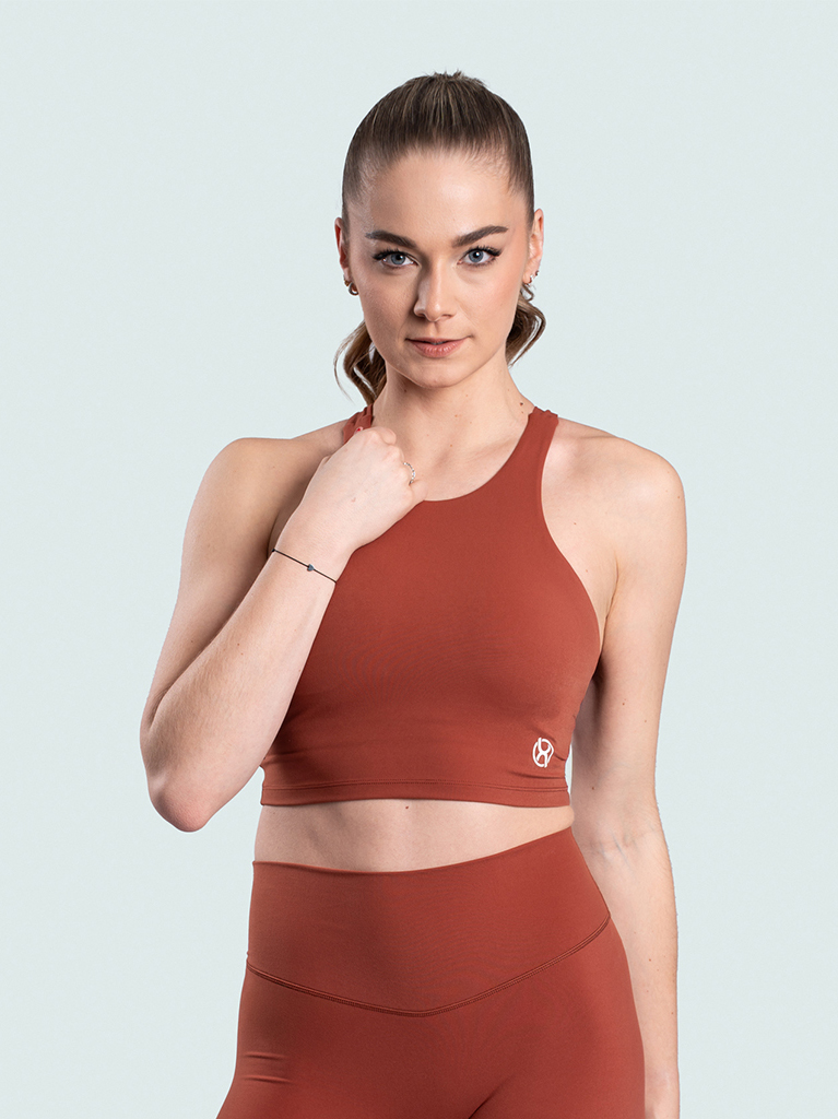 BrainMax dámský sportovní crop top, hnědý Velikost: L Obrázek