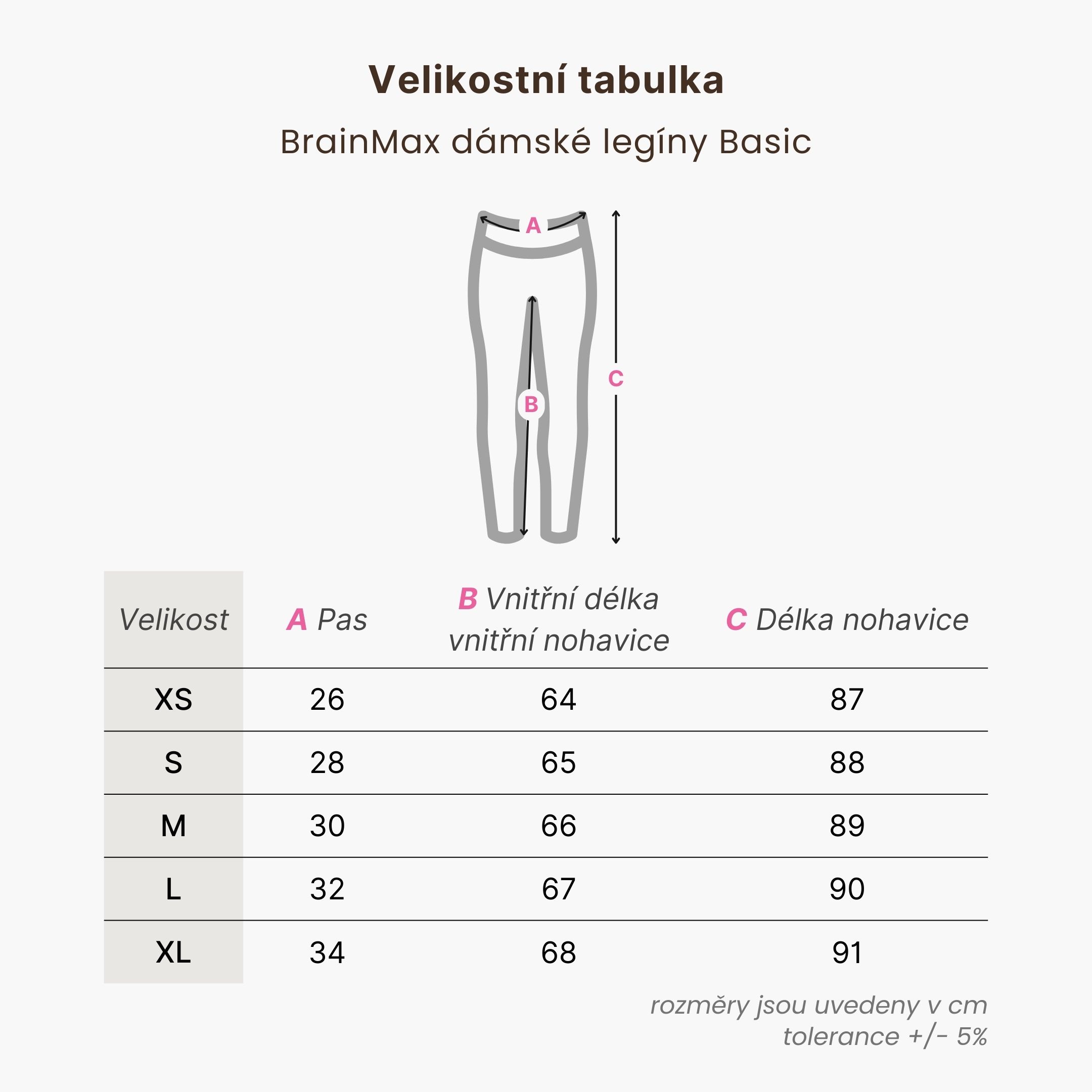 BrainMax dámské legíny Basic, černé Velikost: XS Obrázek