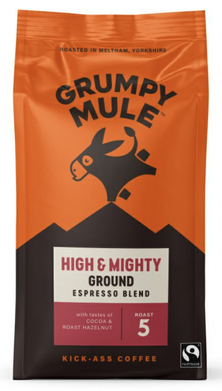 Grumpy Mule High & Mighty Ground Coffee, 100 % Arabica, mletá káva, BIO, 200 g Obrázek
