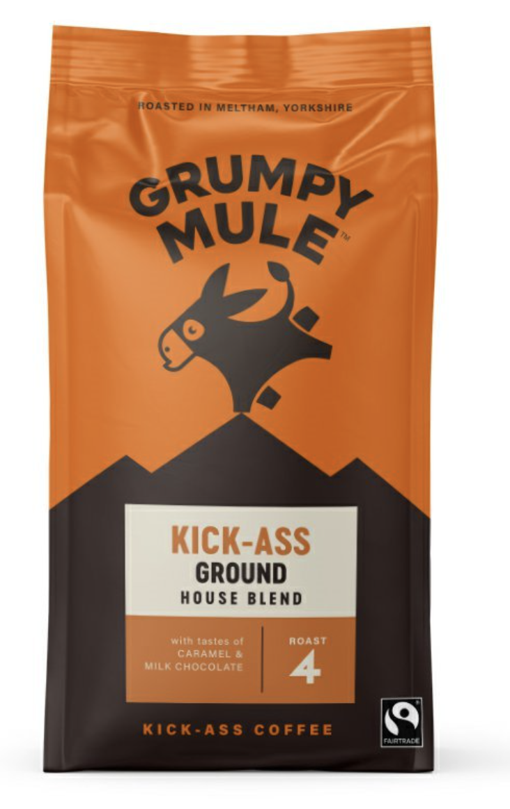 Grumpy Mule Kick-Ass Ground Coffee, 100% Arabica, mletá káva, BIO, 200 g