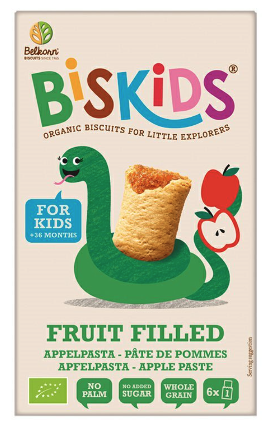 BISkids - BIO měkké dětské sušenky s jablečným pyré bez přidaného cukru, 33% ovoce 36M+, 120g Obrázek