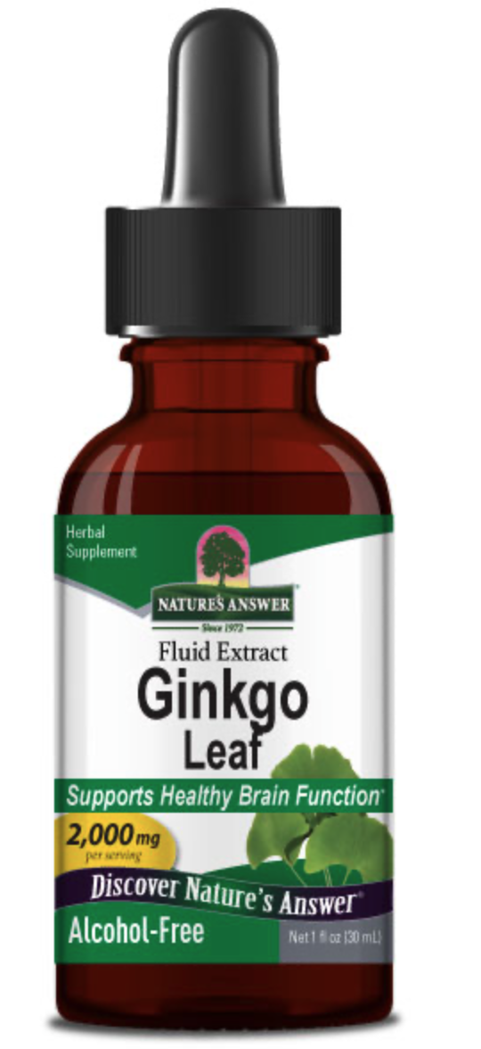 Nature's Answer Ginkgo Leaf Fluid Extract, ginkgo biloba, extrakt, 2000 mg, 30 ml Obrázek