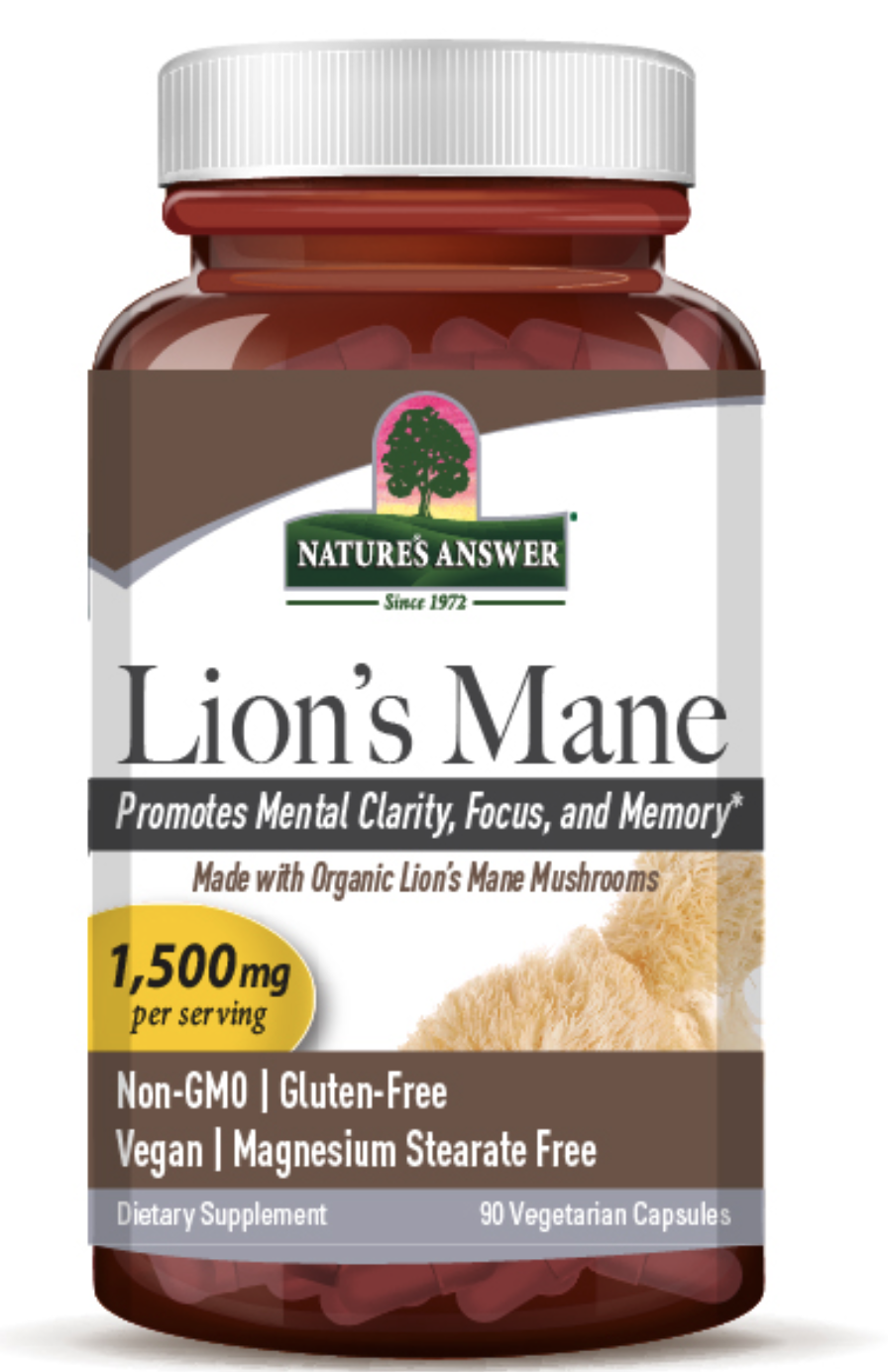 Nature's Answer Lion's Mane, extrakt z plodnice houby Lion's Mane, 1500 mg, 90 kapslí Obrázek