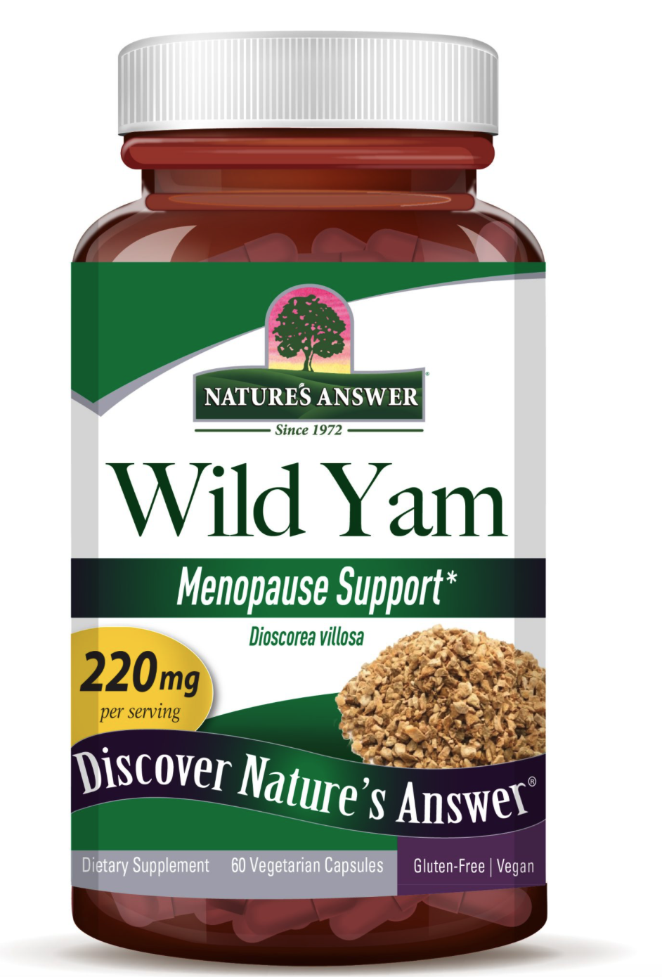 Nature's Answer Wild Yam, extrakt, 220 mg, 60 rostlinných kapslí Obrázek