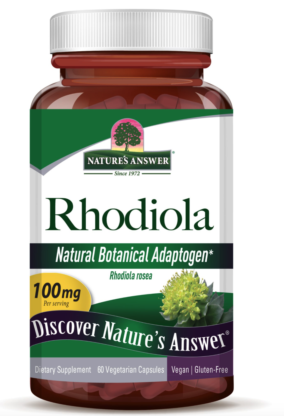Nature's Answer Rhodiola, ekstrakt, 100 mg, 60 kapsułek roślinnych