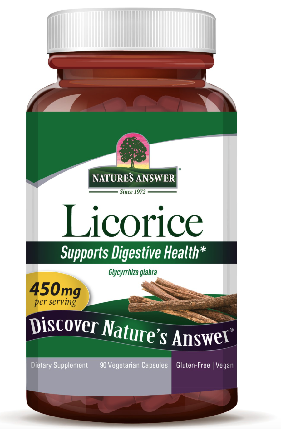 Nature's Answer Licorice, Lukrecja, 450 mg, 90 kapsułek wegetariańskich